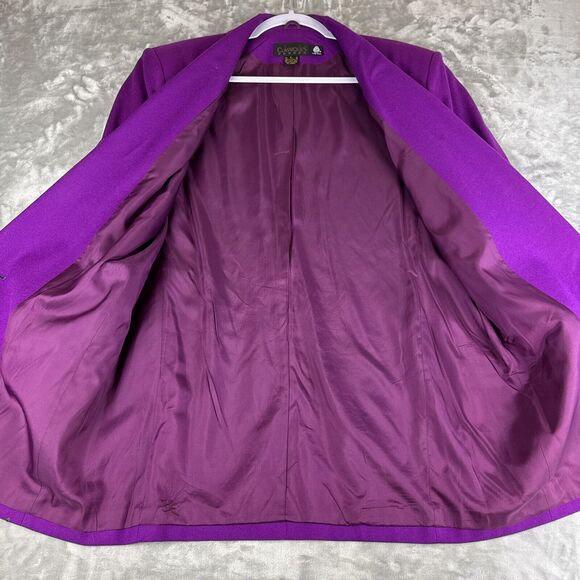 Vintage Classiques 100% Wool Blazer Womens L Fuchsia Purple Embroidery (1105) - Picture 8 of 15